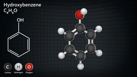 Hydroxybenzene. C6H6O. Seamless loop. Stock Footage 154643533