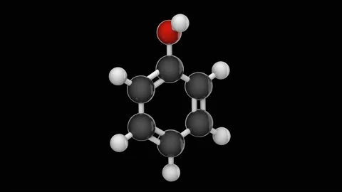 Hydroxybenzene. C6H6O. Seamless loop. RGB + Alpha (Transparent) channel Stock Footage 154643563