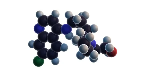Hydroxychloroquine molecule, spinning in infinite loop on transparent background Stock Footage 129072894