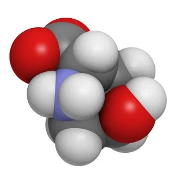 Hydroxyproline (hyp) collagen building block, molecular model Stock Illustration