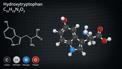 Hydroxytryptophan. C11H12N2O3. Seamless loop. Stock Footage 154734494