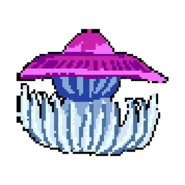 Hydrozoa jellyfish pixel art vector illustration Stock Illustration