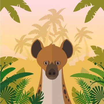 Hyena on the Jungle background Stock Illustration