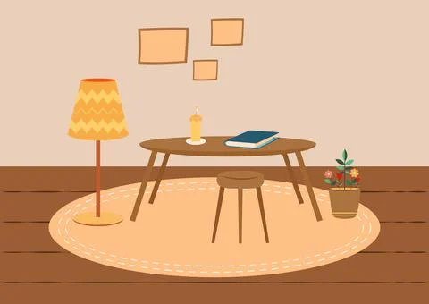 Hygge room decoration vector illustration Stock Illustration