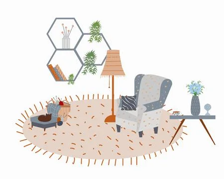 Hygge room interior Stock Illustration