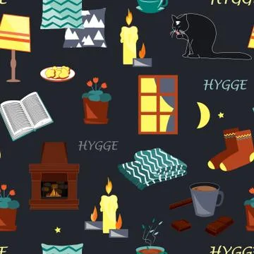 Hygge seamless pattern. Illustrazione stock