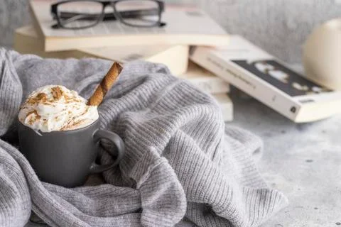 Hyggie concept background.Winter time 库存照片