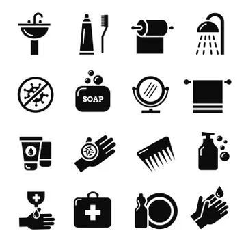 Hygiene, bacteria virus protection vector icons 스톡 일러스트
