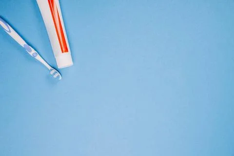 Hygiene composition with toothbrush toothpaste. High quality photo hygiene... Stock Photos
