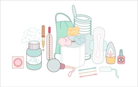 Hygiene elements groups Stockillustratie