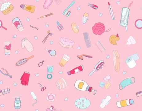 Hygiene elements pink seamless pattern Stock-Illustration