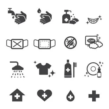 Hygiene icons set Stock Illustration