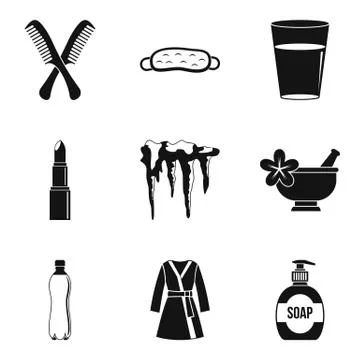 Hygiene icons set, simple style Illustrazione stock