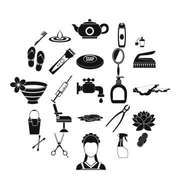 Hygiene icons set, simple style 스톡 일러스트