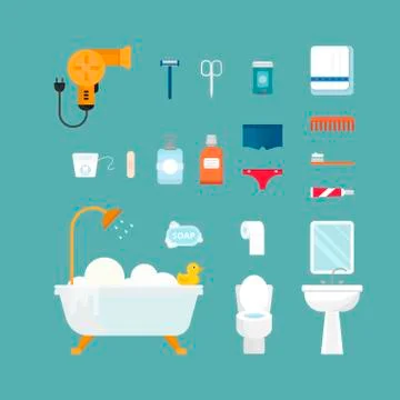 Hygiene icons vector set isolated on white background Stock Illustration