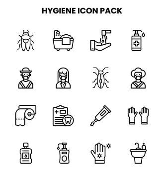 Hygiene Line Vector Icons Pack Stock Illustration