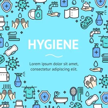 Hygiene Round Design Template Line Icon Concept. Vector Stock Illustration