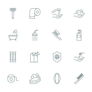 Hygiene set of vector icons Stock Illustration