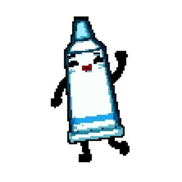 Hygiene toothpaste character pixel art vector illustration 스톡 일러스트