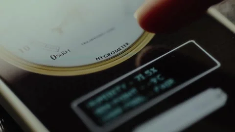 Hygrometer application displaying the Humidity percentage Stock Footage 326879256