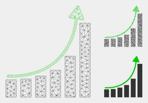 Hyip Bar Chart Vector Mesh Wire Frame Model and Triangle Mosaic Icon Stock Illustration