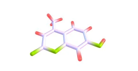 Hymecromone molecular structure isolated on white Stock Illustration