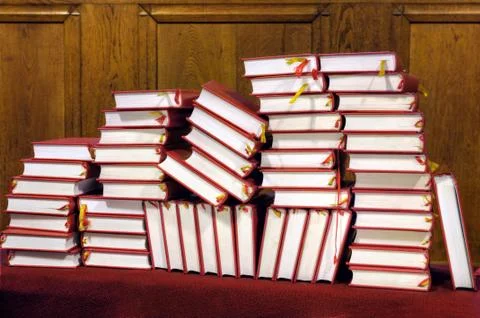 Hymnals and prayer books - stack Stock-Fotos