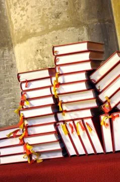 Hymnals and prayer books - stack Stock Photos