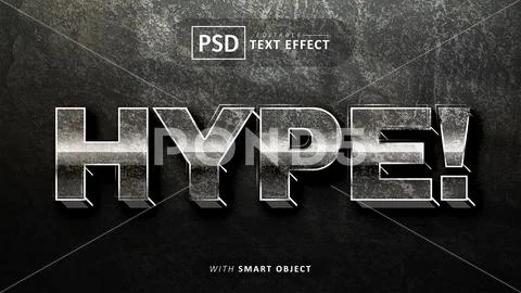 Hype 3d text effect editable PSD Template