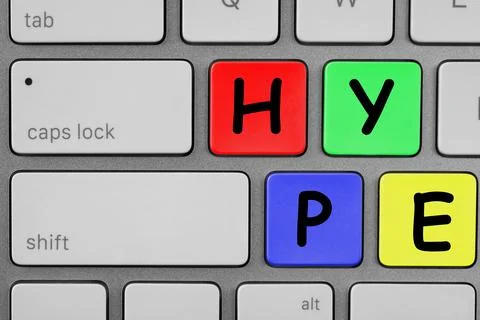 Hype word on computer keyboard, top view Stock Photos