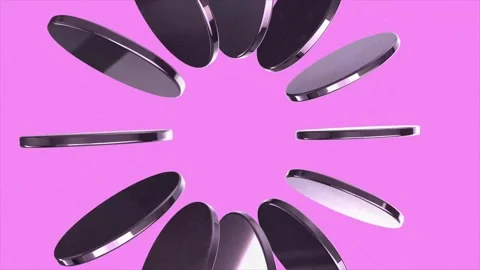 Hyper 3D Visual Motion: Cinematic Shape Array with Sphere Coin Metal Stock Footage 320556077