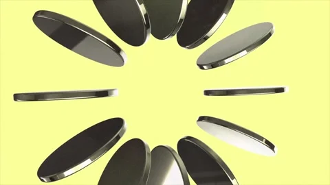 Hyper 3D Visual Motion: Cinematic Shape Array with Sphere Coin Metal Stock Footage 320556081
