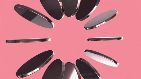 Hyper 3D Visual Motion: Cinematic Shape Array with Sphere Coin Metal Stock Footage 320556090