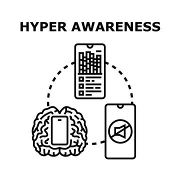 Hyper awareness concept illustrating mental focus and digital well being Stock Illustration