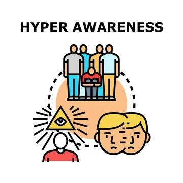 Hyper awareness concept in line art illustration Stock Illustration
