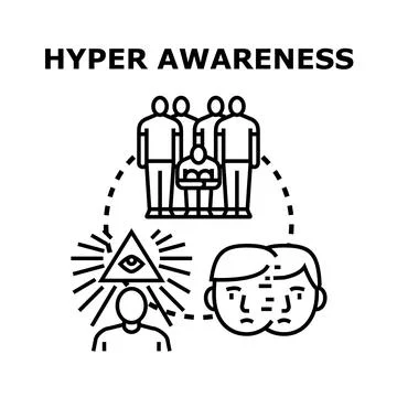 Hyper awareness concept in line art illustration Stock Illustration