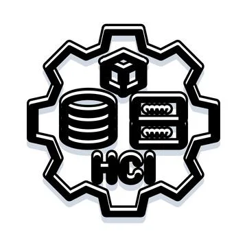 Hyper converged infrastructure technology representing data storage server .. Illustrazione stock
