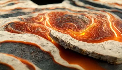 Hyper-detailed 3D render of lava particles and rare stones for cool background Stock Illustration