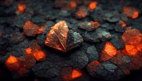 Hyper-detailed 3D render of magma and lava particles for cool background or Illustrazione stock