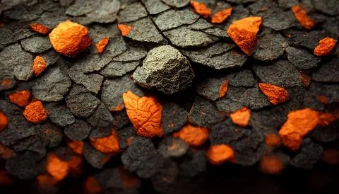 Hyper-detailed 3D render of magma and lava particles for cool background or Illustrazione stock