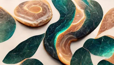 Hyper-detailed 3D render of rare emerald green stones for cool background or Stock Illustration