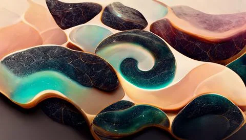 Hyper-detailed 3D render of rare emerald green and pink stones for cool Stock Illustration
