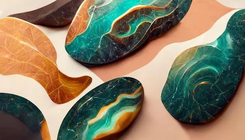 Hyper-detailed 3D render of rare emerald green stones for cool background or Stock Illustration