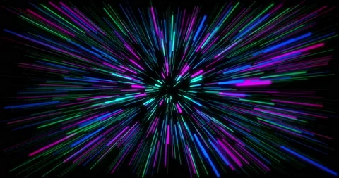 Hyper jump into another galaxy. Speed of light, multicolored glowing rays in 스톡 동영상 149370116