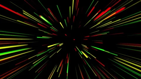 Hyper jump into another galaxy. Speed of light, multicolored glowing rays i.. Stock Footage 332583231