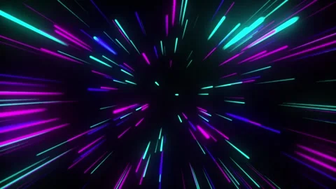 Hyper jump into another galaxy. Speed of light, multicolored glowing rays i.. Stock Footage 332583233
