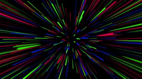 Hyper jump into another galaxy. Speed of light, multicolored glowing rays i.. Stock Footage 332583236