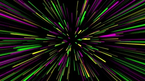 Hyper jump into another galaxy. Speed of light, multicolored glowing rays i.. Stock Footage 332583237