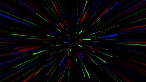 Hyper jump into another galaxy. Speed of light, multicolored glowing rays i.. Stock Footage 332583584