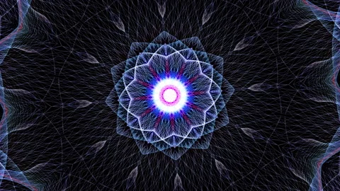 Hyper kaleidoscop complex glow Blue mesh Mandala Stock Footage 164909718